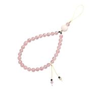 FUNNETOYU Cordon de Téléphone Portable en Cristal Naturel Rose Chaîne Anti-Perte Compacte Perles Bijou pour Téléphone Lanière Pratique Compatible Smartphone Accessoire de Poignet