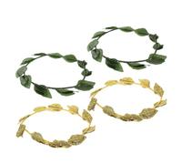 FUNNETOYU Couronne de Feuilles Vertes en Plastique, Lot de 4 Pièces, Bandeau Couronne de Cheveux Élégant et Artistique pour Costumes de Carnaval et Fêtes