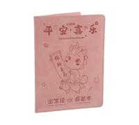 FUNNETOYU Couverture pour Certificat de Naissance Rose 2026 Année du Cheval en Cuir Pu, Organiseur de Documents -né, Protège-carte Médicale et Porte-documents Naissance Pratique pour Bureau