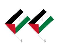 FUNNETOYU Drapeaux Palestiniens avec Surface Lisse Lot de 2 Pièces Décorations de Drapeaux Réutilisables en Plastique et Polyester pour Voiture pour Décoration de Fenêtre de Voiture
