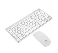 FUNNETOYU Ensemble Clavier Et Souris sans Fil Silencieux Pc Et Portable, Design Mince Et Léger, Connexion 2.4g Plug and Play, Couleur Argentée, pour Usage Quotidien Et Professionnel