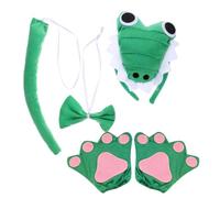 FUNNETOYU Ensemble Costume D'alligator pour Garçon et Filles et Adultes Serrage-tête Peluche avec Queue et Nœud en Tissu Doux Accessoires Déguisement Carnaval Halloween Cosplay Fête