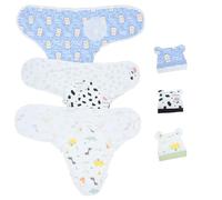 FUNNETOYU Ensemble de 3 Couvertures D'emmaillotage en Coton 100% Pur pour Bébé Bonnet Assorti, Taille Naissance, Couleurs Bleu, Blanc et Vert, pour -né, Sommeil Calme et Soins