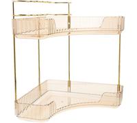 FUNNETOYU Étagère d'angle Double Niveau en Plastique Transparent pour Salle de Bain, Support de Rangement Multifonction pour Brosse à Dents et Cosmétiques, Organisateur Compact pour Meuble