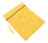 FUNNETOYU Étui de Rangement Bouddhiste en Tissu Jaune Brodé Motif Dragon, Pochette pour Écriture Religieuse 20x25 Cm, Paquet Organiseur pour Livres Sacrés et Documents, Pochette Pratique