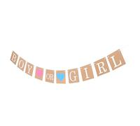 FUNNETOYU Guirlande Bannière de Shower en Papier Kraft Marron « Garçon ou Fille » 1 Pièce pour Décoration Fête Prénatale et Révélation du Bébé, Accessoires Décoratifs Réutilisables