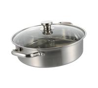 FUNNETOYU Hot Pot Acier Inoxydable Épais avec Double Compartiment Séparateur Casserole Chinoise pour Induction et Gaz Poignée Brûlure