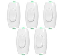 FUNNETOYU Interrupteur Bouton Poussoir Blanc pour Lampe de Chevet et Lampe de Bureau, Plastique Fiable, Fonction Unipolaire, Pack de 5 Pièces, 6a 250v