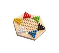 FUNNETOYU Jeu de Société Bois Forme Hexagonale Dames Chinoises Éducatif pour Famille Garçon Fille et Adultes Logique Amusant pour Garçon Fille