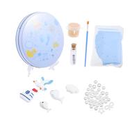 FUNNETOYU Kit D'ornement D'empreinte de Pied et Main Bébé -né, Argile Légère Bleu Clair, Moulage Sûr et Non Toxique, Souvenir Naissance, Présent Bébé, Coffret