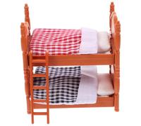 FUNNETOYU Lit Superposé Miniature pour Maison de Poupée Mobilier de Simulation en Matériau Écologique Lit Double Oreillers et Couettes Meuble de Chambre Réaliste pour Jeux et Décoration
