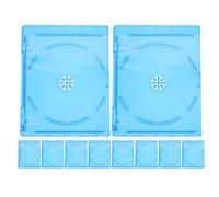 FUNNETOYU Lot de 10 Boîtes de Rangement CD/DVD Semi-Transparentes Rectangulaires en Plastique Souple Bleu Étuis Remplaçables Couvercle Amovible Protection Anti-Rayures pour Maison et