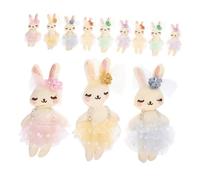 FUNNETOYU Lot de 12 Peluches Lapins en Tissu et Maille Rembourrage Doux Couleurs Assorties Jouets Lapin Soi-Même Multifonctionnels Décoration Adorable pour Garçon et Filles et Maison