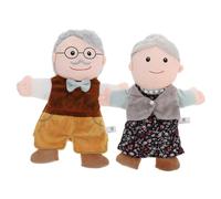 FUNNETOYU Lot de 2 Marionnettes à Main Éducatives Réalistes en Peluche, Personnages Grand-père et Grand-mère, Décoratif pour Raconter des Histoires, Jeu D’éveil et Rôle pour Garçon et