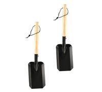 FUNNETOYU Lot de 2 Pelles à Planter Légères en Fer Manche en Bois D’Olivier Noir pour Plantation Extérieure, Outil de Jardinage Polyvalent et Compact pour Fleurs et Sable, pour Activités