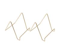 FUNNETOYU Lot de 2 Porte-Cartes Dorés en Métal Mini-Support pour Livre Cuisine et Présentoir pour Assiette Chevalet Stable et Polyvalent pour Décoration et Exposition