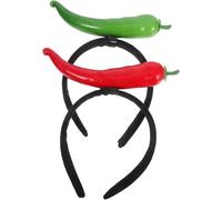 FUNNETOYU Lot de 2 Serrage-Têtes Bandeaux Légumes Amusants en Tissu Doux - Serrage-Tête Piment Vert et Rouge pour Garçon et Filles et Adultes Accessoire Cheveux Fantaisie pour Fêtes