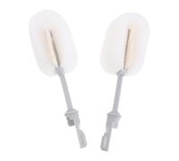 FUNNETOYU Lot de 2 Têtes de Brosse Éponge Remplaçables pour Biberons 19 Cm, Blanc, Nettoyeur Doux pour Tétines et Bouteilles en Verre ou Plastique, Outil Compact sans Poignée pour Voyages