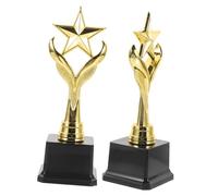 FUNNETOYU Lot de 2 Trophées de Compétition en Abs Étoile Pentagramme, Socle Large pour Plaque Personnalisée, Trophées de Récompense pour Fêtes, Concours Scolaires et Spectacles de Talents