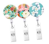 FUNNETOYU Lot de 3 Porte-badges Délicats Rétractables 5 Cm en Plastique Bleu, Rose et Vert Clip Pratique pour Cartes D'identité, Badges Professionnels et Usage Bureau