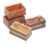 FUNNETOYU Lot de 4 Caisses de Rangement Miniatures en Bois pour Maison de Poupée Décorations en PVC 2 Cadres Pleins et 2 Cadres Ajourés pour Scènes Miniatures et Accessoires de Petites
