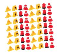 FUNNETOYU Lot de 40 Mini Cônes De Signalisation pour Barrage Routier Jouets De Barrage Routier Mini Ornements De Paysage Scènes Miniatures Panneau De Rue Jeu De Maison De Poupée Cônes