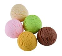 FUNNETOYU Lot de 5 Boules de Glace Artificielles Colorées Accessoires de Présentation de Crèmes Glacées Modèles Réalistes pour Décoration de Boutique Photo Studio et Fêtes