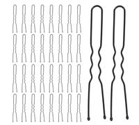FUNNETOYU Lot de 50 Épingles à Cheveux en Métal Noir Forme U pour Chignon, Finition Brillante, Faciles à Coiffer, Usage Quotidien et Fêtes Personnelles