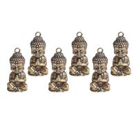 FUNNETOYU Lot de 6 Porte-clés Pendentifs Bouddha en Laiton Rétro Doré, Décoration Créative et Gain de Place Maison Chambre