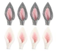 FUNNETOYU Lot de 8 Set de Accessoires d'oreilles de Lapin en Feutre Gris et Blanc Décorations DIY pour Fête de Pâques Fournitures Créatives pour Bandeaux Paquet et Vêtements Décoration