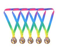 FUNNETOYU Médailles de Compétition avec Ruban en Polyester Lot de 5 en Alliage de Zinc Médailles Suspendues Élégantes de Volleyball pour Événements Sportifs et Tournois de Club