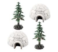FUNNETOYU Mini Ice House Model Set Plastic Decorative Igloo Figures with Mini Christmas Trees for Table Landscape and Desktop Ornament Compact and Winter Village Décor