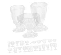 FUNNETOYU Miniature Dessert Cup Set for Dollhouse Kitchen Decor Safe Plastic Mini Cups for Pretend Play and Mini House Ornament Vivid Design with Multiple Styles Réutilisable