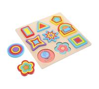 FUNNETOYU Montessori Éducatif Bois Blocs Géométriques Puzzle Formes Colorées pour Garçon Fille Développement Coordination Main-œil Pensée Créativité