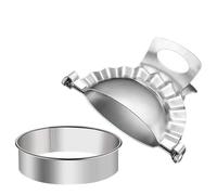 FUNNETOYU Moules à Raviolis 2 Pcs en Acier Inoxydable 304, Outil Cuisine Manuel pour Pâte à Raviolis, Moule à Pâte Ronde Soi-même Dumplings, Empanadas et Beignets, Facile à Nettoyer, Solide