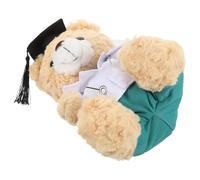 FUNNETOYU Ours en Peluche Docteur Médical Doux en Peluche 1 Pièce, Ours Diplômé Taille Moyenne Marron Clair Tenue Verte, Présent pour Étudiants en Médecine, Décoration Fête de Remise