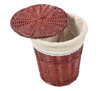 FUNNETOYU Panier à Linge Tressé Main avec Couvercle Style Corbeille de Rangement Multifonctionnelle pour Vêtements et Jouets Panier de Table Rotin pour Maison et Salle de Bain