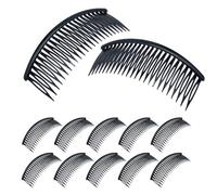 FUNNETOYU Peigne latéral grand format 12 cm en plastique noir 24 dents serrées lot de 48 pièces pour créer des coiffures complexes et usage quotidien
