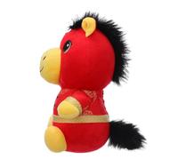 FUNNETOYU Peluche Cheval du Zodiaque Chinois 25 Cm pour Nouvel an Chinois, Mascotte Licorne Câline en Coton PP Rouge, Décoration Festive De Bureau Et Présent Invité pour Année du Cheval 2026