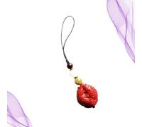 FUNNETOYU Pendentif de Téléphone de Style Chinois en Pierre Rouge Décoration Suspendue Élégante Accessoire Porte-Clés Amulette Présent Unisexe pour Téléphone Portable