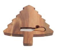 FUNNETOYU Planche à Découper Sapin de Noël Décorative avec Couteau et Fourchette Plateau Service Fromage et Charcuterie pour Cuisine et