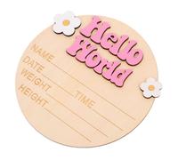 FUNNETOYU Plaque Annonce de Naissance Panneau de Nom Souvenir de Né pour Fête de Naissance et Décoration de Shower Rose Profond