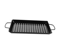 FUNNETOYU Plaque de Grillage Portable avec Grandes Perforations Poêle Antiadhésive pour Barbecue Extérieur Panier à Griller Rectangulaire Poignée Double pour Viandes et Légumes