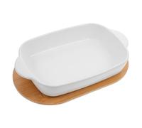 FUNNETOYU Plat de Cuisson Rectangulaire Céramique avec Double Poignée Résistance Chaleur et Base pour Gratin Rôtissage et Service