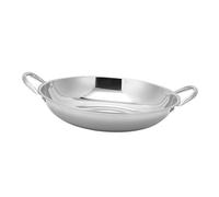 FUNNETOYU Poêle Inox Double Poignées Antidérapantes Wok Polyvalent pour Compatible Gaz et Électrique Cuisson Hot Pot et Mijotés