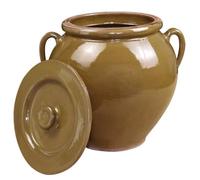 FUNNETOYU Pot de Conservation Céramique Vintage avec Couvercle Récipient Hermétique pour Riz Lard et Cornichons Pot de Stockage Terre Cuite Jarre de Cuisine Traditionnelle pour Condiments