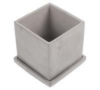 FUNNETOYU Pot de Fleurs en Ciment pour Succulentes et Mini Plantes avec Plateau Rond, Style Moderne et Simple, pour Bureau et Jardinage à Domicile