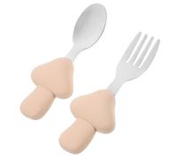 FUNNETOYU Set Couverts Garçon Fille Inox et Silicone Poignée Courte Ergonomique Cuillère Fourchette Sûres pour Tout Petits et Facile à Nettoyer Kit Repas Garçon Fille Confortable pour