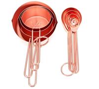 FUNNETOYU Set de 8 Cuillères Doseuses en Acier Inoxydable Finition Rose Doré, Capacité Variée de 1,25ml à 250ml, pour Pâtisserie Cuisine, Rangement Gain de Place
