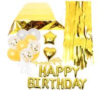 FUNNETOYU Set de Décoration Fête Anniversaire avec Ballons Doré Kit Complet avec Lettres Happy Birthday Décorations pour Femmes Table et Scène